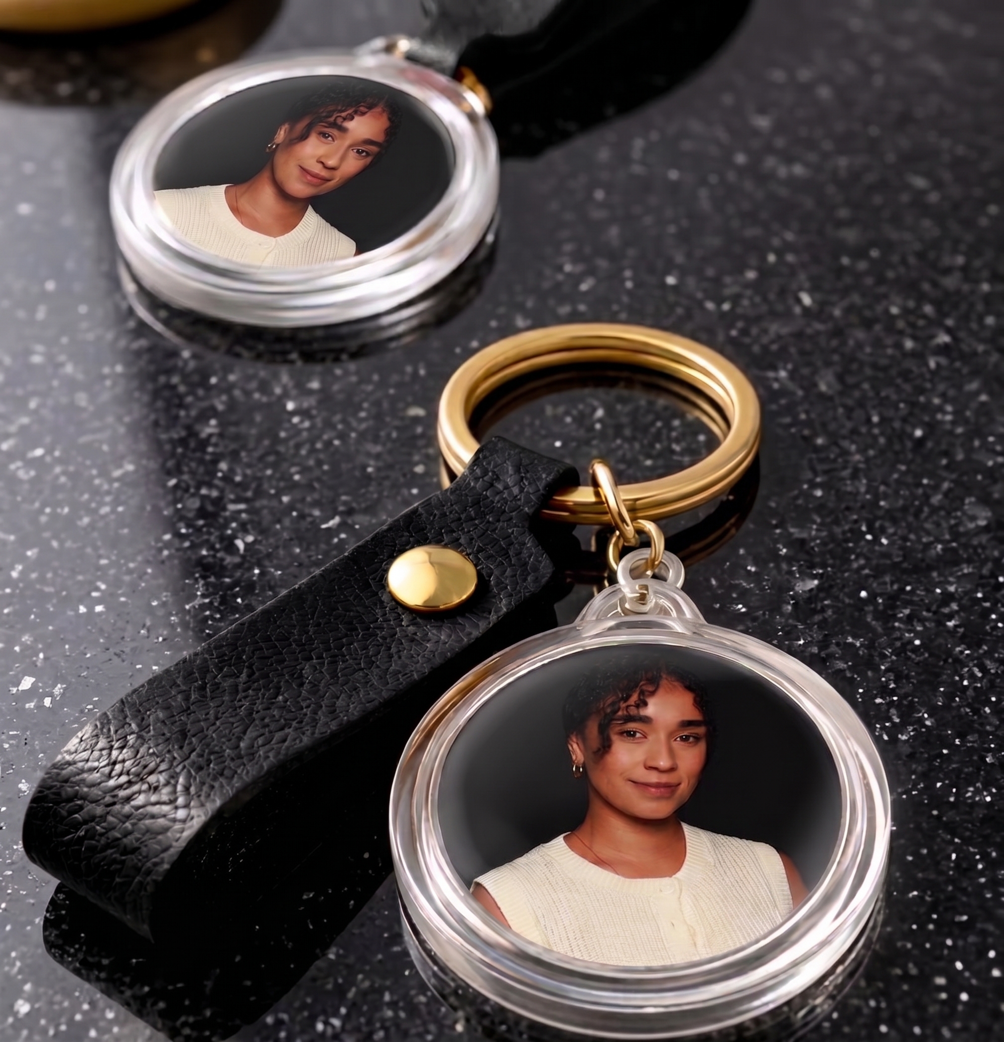 Photo keepsake keychain and pin printed on site at a Washington DC event