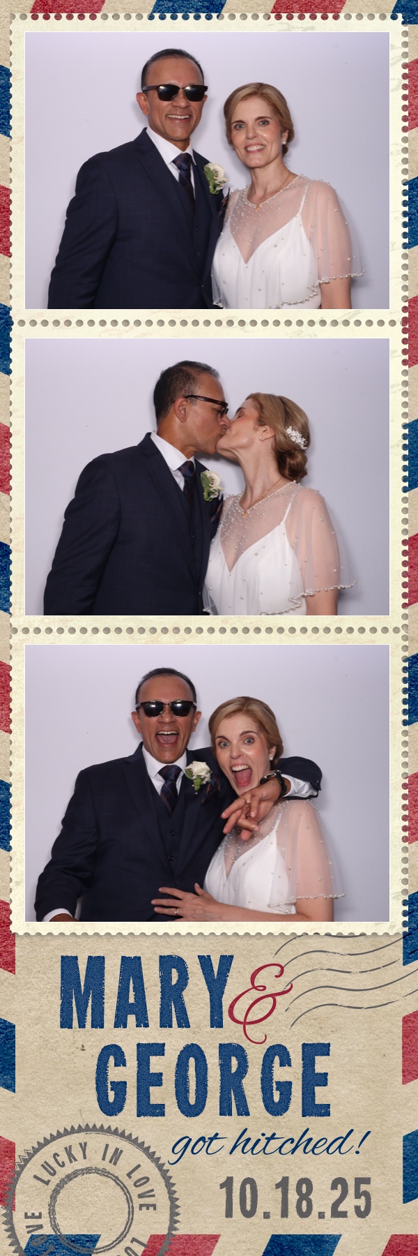 Custom photo booth strip with a red patterned border
