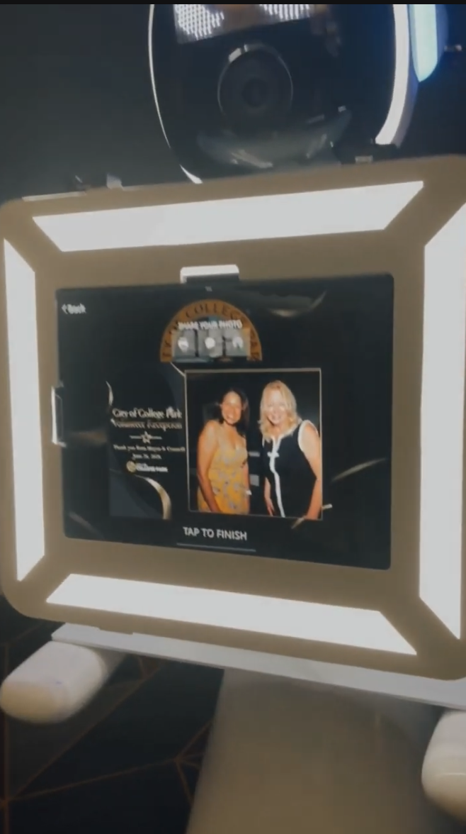 Vintage style framed photo booth set up at a Washington DC venue
