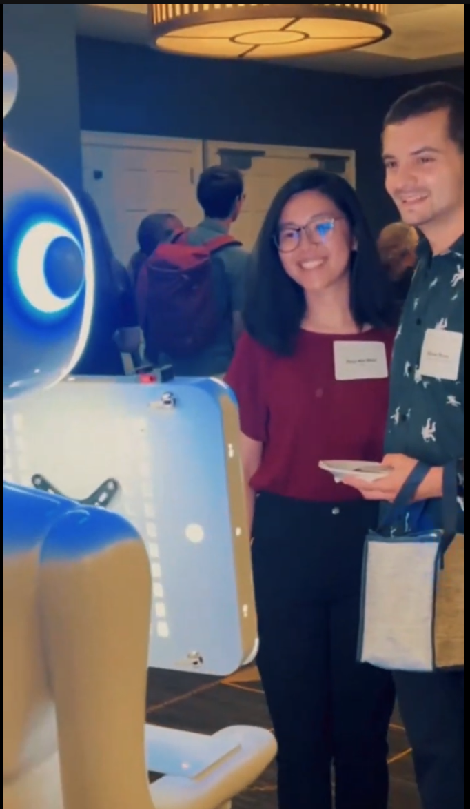 Robot photo booth entertaining guests at a corporate party